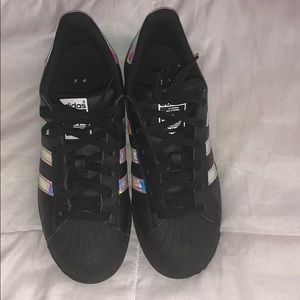 black iridescent adidas superstar